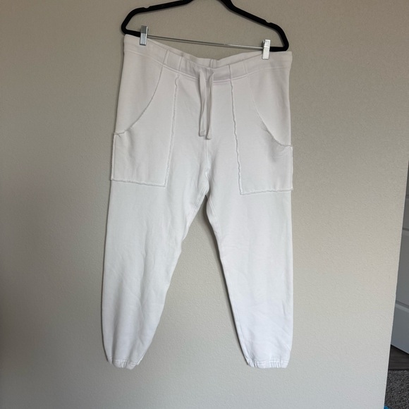 Frank & Eileen Pants - Frank & Eileen Eamon Joggers Sweatpants Pants White Large Cotton Raw Hem NWOT